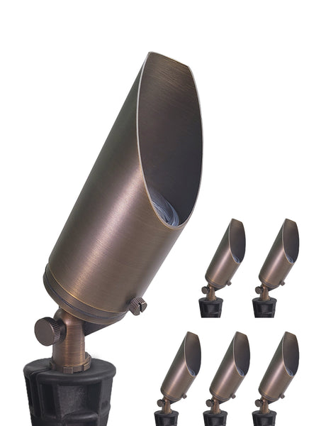 MALORY Low Voltage Led Adjustable Brass Landscape Spotlight for Backyard and Front Porch (MLR-S03)