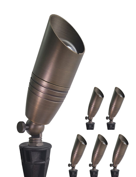 MALORY Low Voltage LED Outdoor Brass Landscape Spot Lights for Yard and Garden (MLR-S02)