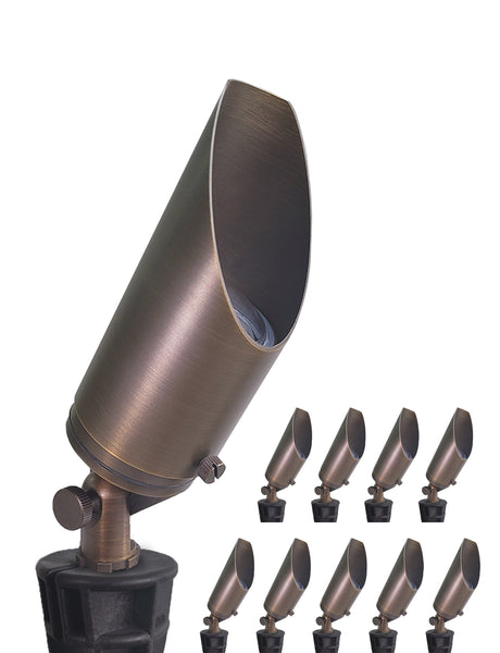 MALORY Low Voltage Led Adjustable Brass Landscape Spotlight for Backyard and Front Porch (MLR-S03)