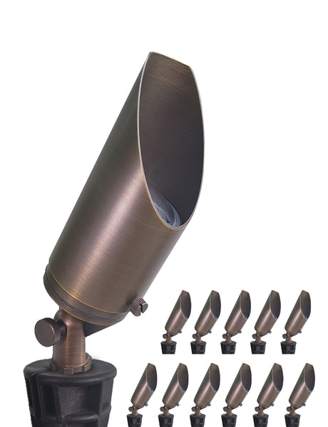 MALORY Low Voltage Led Adjustable Brass Landscape Spotlight for Backyard and Front Porch (MLR-S03)