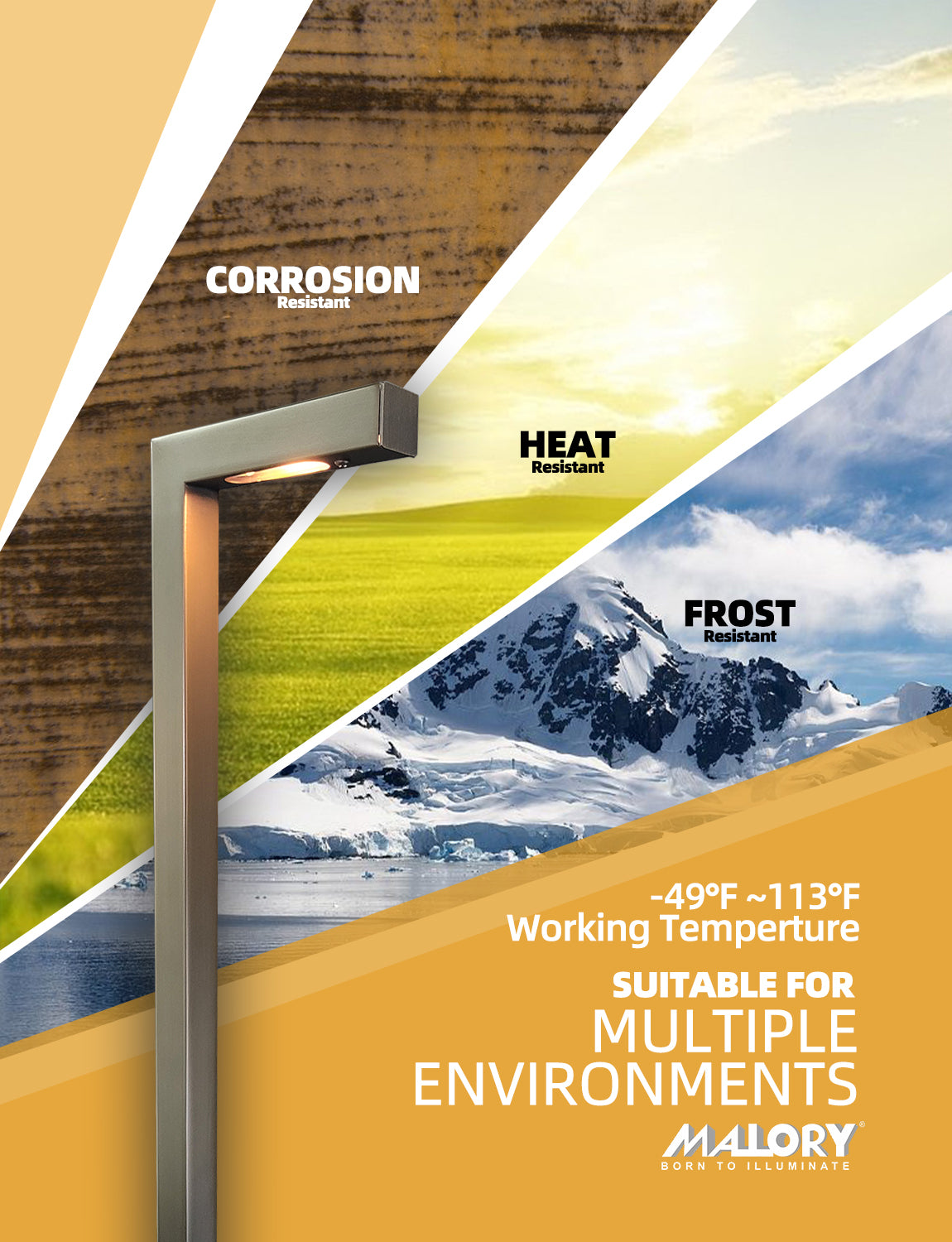 MALORY Brass Waterproof Landscape Low Voltage LED Path Lights for Garden,Walkway (MLR-P02)