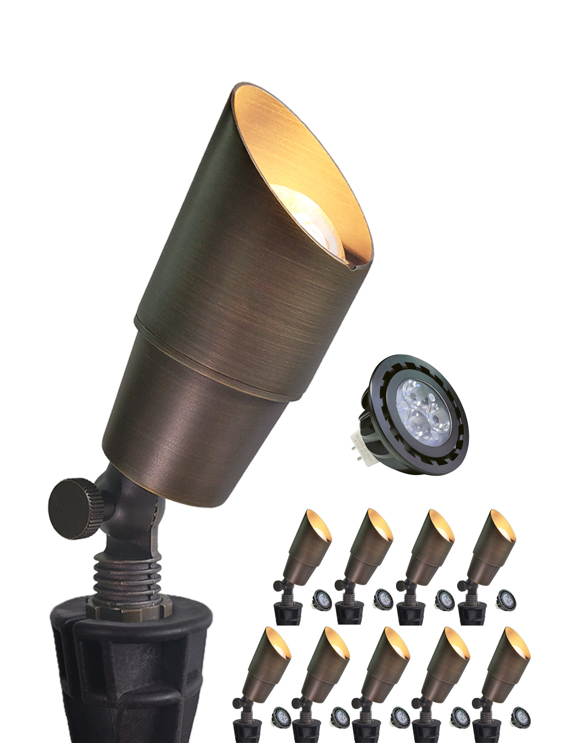 Brass landscape spot light MLR-S01 with adjustable head for outdoor lighting
