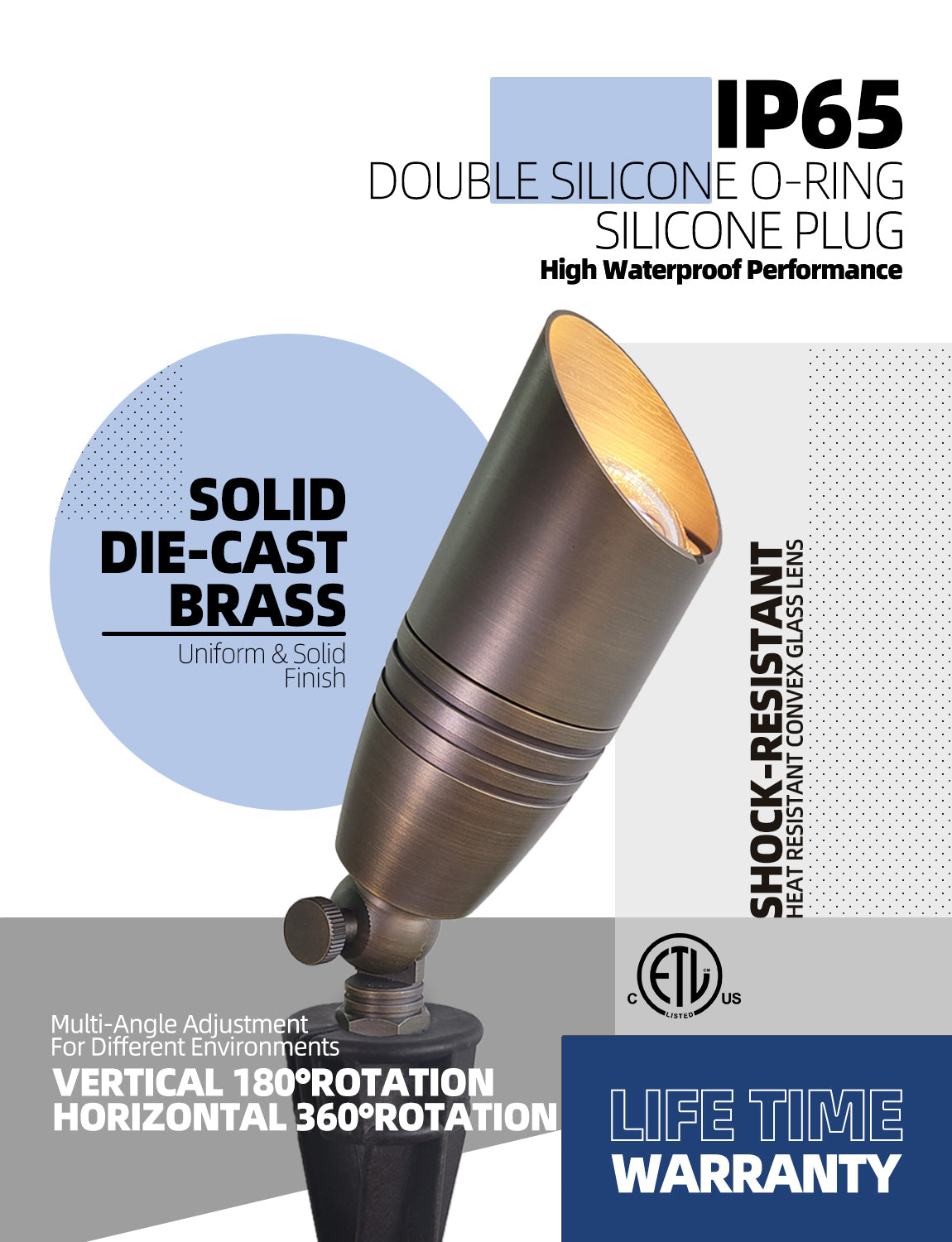 Brass landscape spot light MLR-S02 adjustable outdoor spotlight fixture