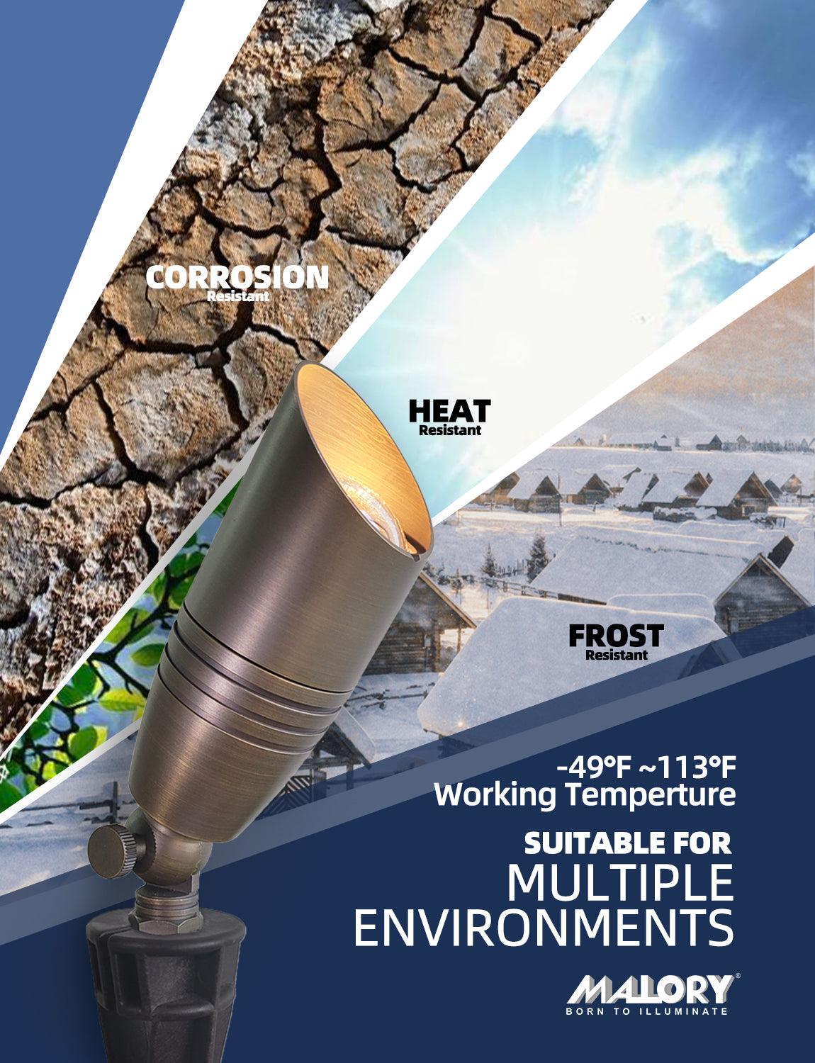 Brass landscape spot light MLR-S02 adjustable outdoor spotlight fixture