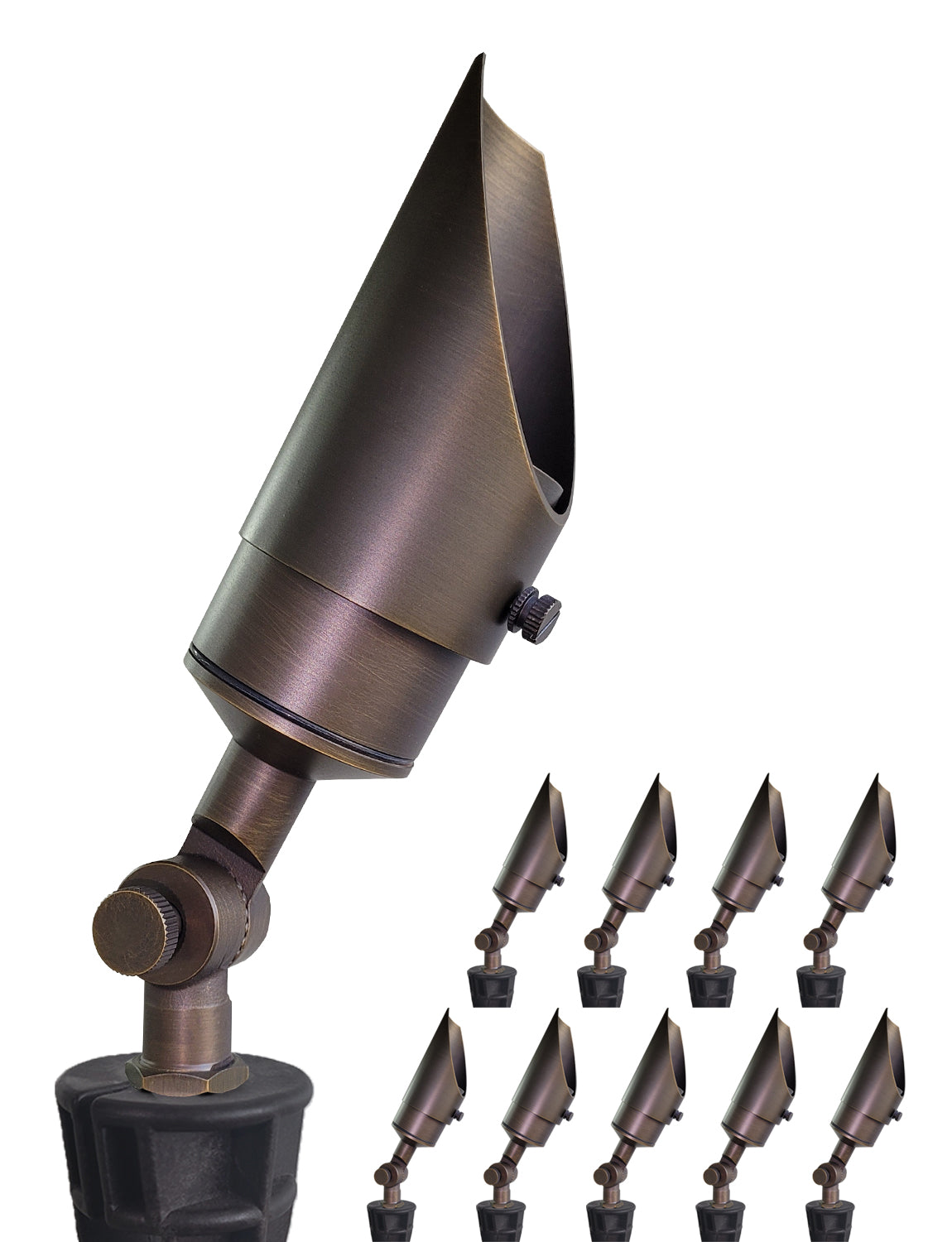 Brass landscape spotlight MLR-S04 adjustable beam outdoor lighting