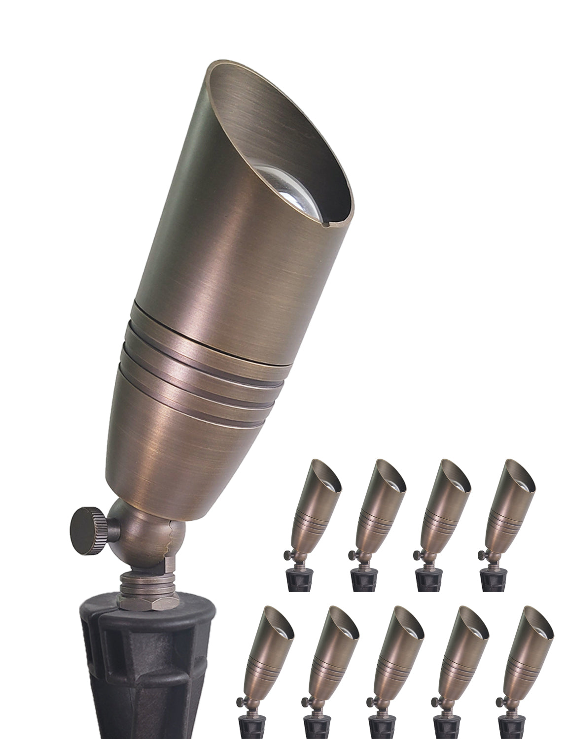 MALORY Low Voltage LED Outdoor Brass Landscape Spot Lights for Yard and Garden (MLR-S02)