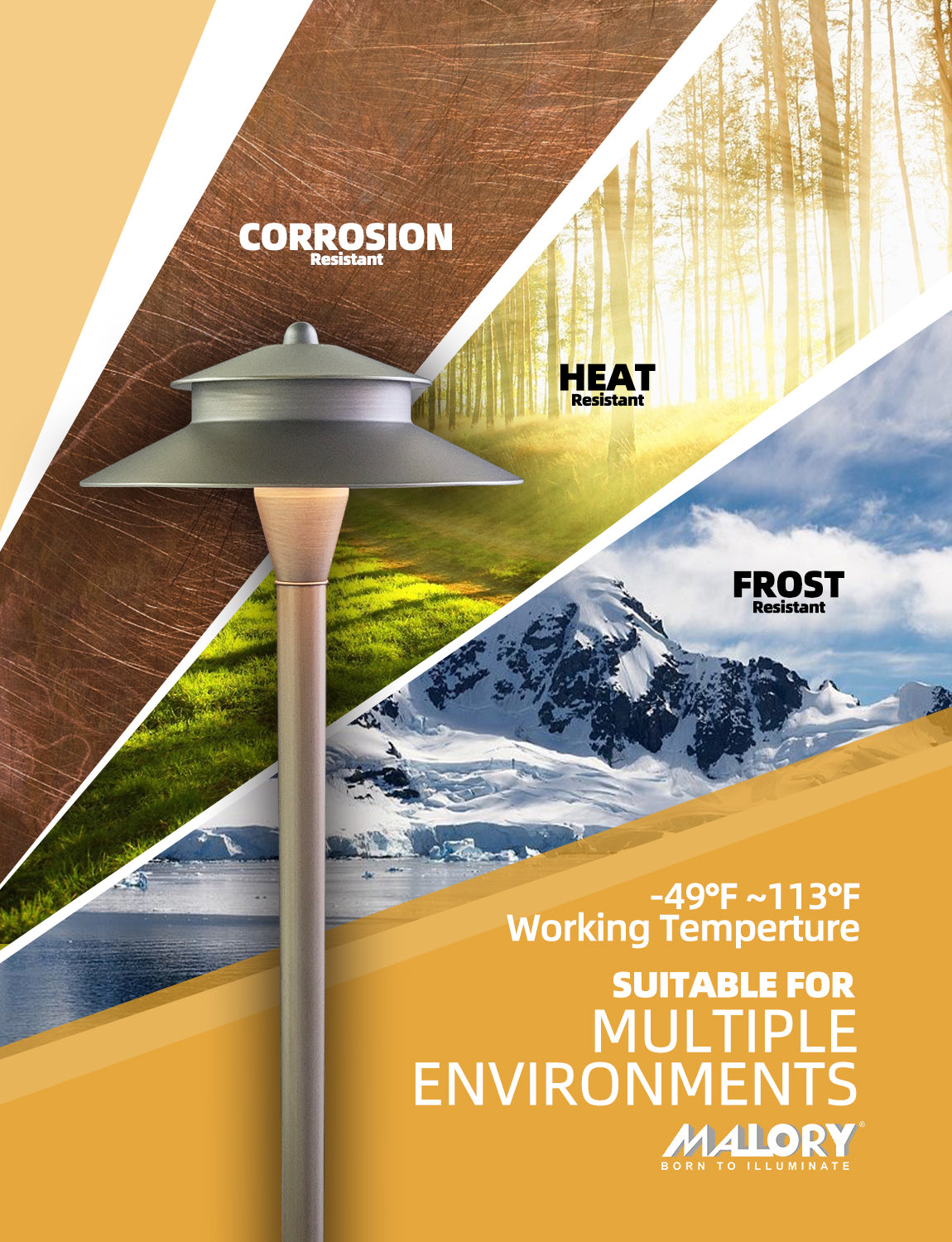 Modern brass path light MLR-P03 for outdoor landscape pathways