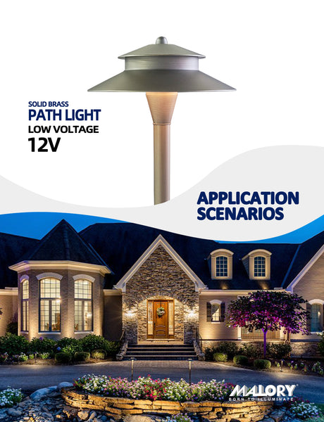 MALORY Brass Low Voltage Path Light with G4 LED Bulb & Ground Stake – Outdoor Landscape Lighting (MLR-P03)