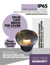 MALORY Brass 12V Three-Direction Turret In-Ground Well Light – Low Voltage Landscape Lighting  (MLR-G07)