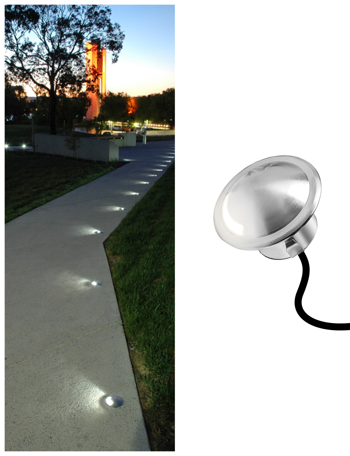 MALORY Stainless Steel 4W 12V Recessed LED Deck Light Step Stair Lights Round Top-(MLR-SSG08~09)