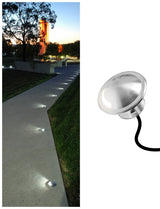 MALORY Stainless Steel 4W 12V Recessed LED Deck Light Step Stair Lights Round Top-(MLR-SSG08~09)