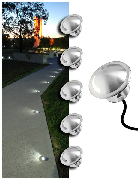 MALORY Stainless Steel 4W 12V Recessed LED Deck Light Step Stair Lights Round Top-(MLR-SSG08~09)