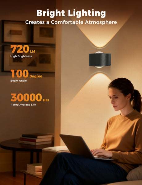 MALORY Wall Lights Outdoor 8W, 3000K 705 LM Modern Porch Light, Up Down Lights, Matte Black Waterproof Wall Sconce, Aluminum, Exterior Light Fixture Wall Mount for Porch Patio Door (MLR-W01)