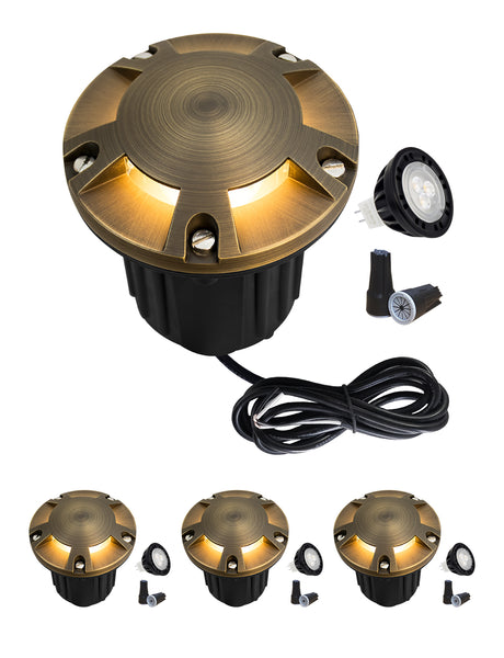 MALORY Brass Low Voltage Outdoor In Ground Well Lights (MLR-G08)-Five-Direction Turret