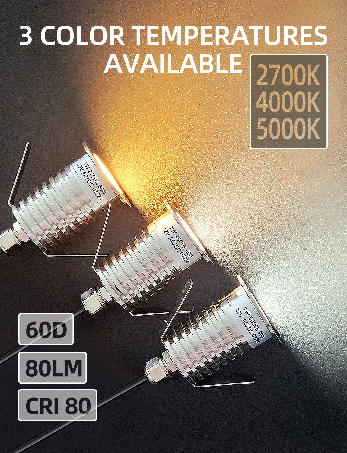 MALORY Low Voltage Stainless Steel 1W IP67 Recessed LED Deck Light - Thumbnail 3