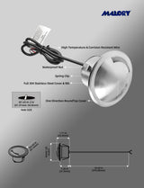 MALORY Stainless Steel 4W 12V Recessed LED Deck Light Step Stair Lights Round Top-(MLR-SSG08~09)