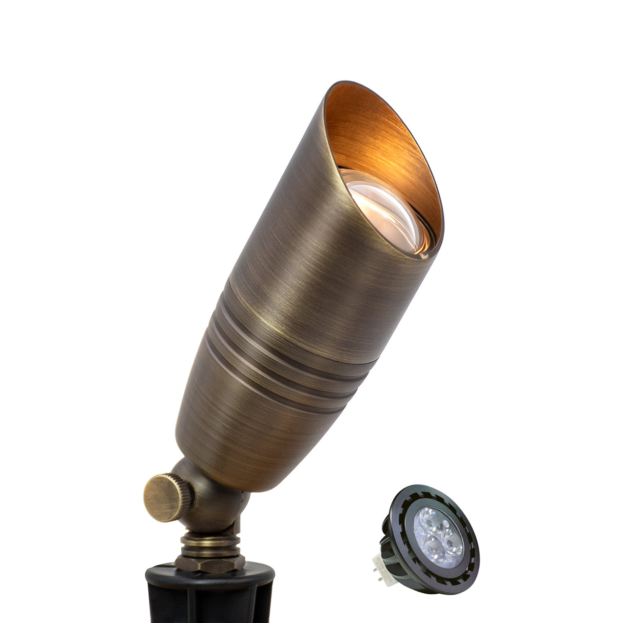 MALORY Low Voltage LED Outdoor Brass Landscape Spot Lights for Yard and Garden (MLR-S02)