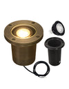 MALORY 12V Full Brass Flat Top In-Ground Well Light – Low Voltage Outdoor Landscape Fixture with 7W MR16 Bulb (MLR-G03)