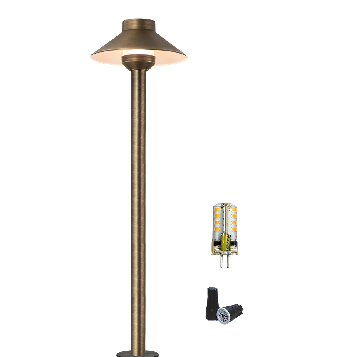 MALORY MLR-P01 Brass Low Voltage LED Path Light for Walkways & Garden