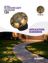 Malory MLR-G08 Brass Five-Direction Turret Well Light, Multi-Beam Landscape Uplighting, MR16 Bulb Included