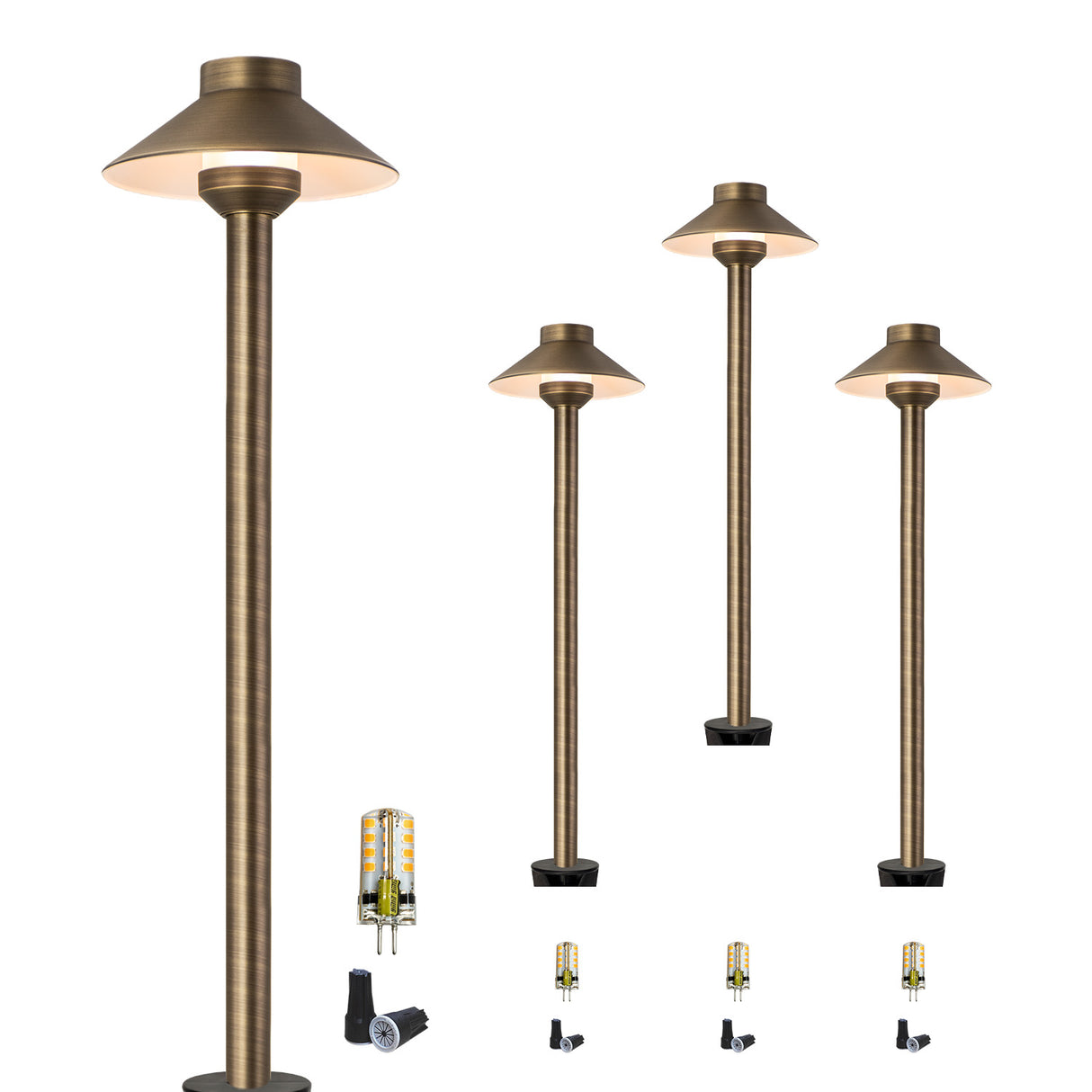 MALORY MLR-P01 Brass Low Voltage LED Path Light for Walkways & Garden