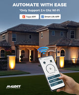 MALORY 300W Smart Wi-Fi Low Voltage Landscape Transformer, 3-Zone 12V/13V/15V AC Weatherproof Stainless Steel Power Pack
