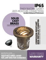 Malory MLR-G04-2 Full Brass Anti-Glare In-Ground Well Light, 7W MR16 Landscape Uplighting, Bulb Included