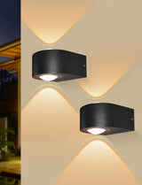 Wall Lights Outdoor 8W, 3000K 705 LM Modern Porch Light, Up Down Lights, Matte Black Waterproof Wall Sconce, Aluminum, Exterior Light Fixture Wall Mount for Porch Patio Door (2-Packs)