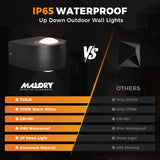 Wall Lights Outdoor 8W, 3000K 705 LM Modern Porch Light, Up Down Lights, Matte Black Waterproof Wall Sconce, Aluminum, Exterior Light Fixture Wall Mount for Porch Patio Door (2-Packs)