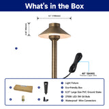 MALORY MLR-P01 Brass Low Voltage LED Path Light for Walkways & Garden