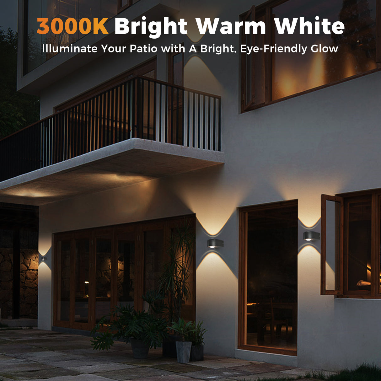 Wall Lights Outdoor 8W, 3000K 705 LM Modern Porch Light, Up Down Lights, Matte Black Waterproof Wall Sconce, Aluminum, Exterior Light Fixture Wall Mount for Porch Patio Door (2-Packs)
