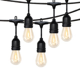 Malory 120V 50FT Outdoor Bistro String Lights – 15 COB LED Bulbs, 1W, 60 Lumens Each (MLR-ST01)