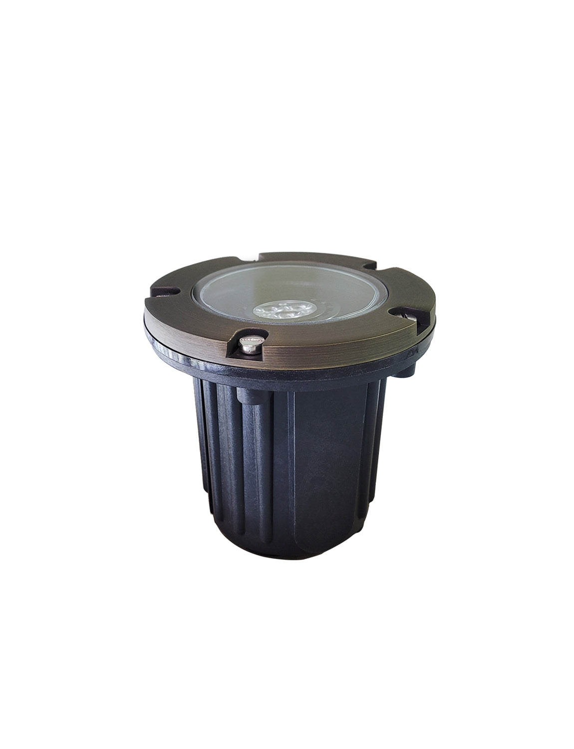 MALORY 12V Brass In-Ground Landscape Well Light with Flat Top – Low Voltage Outdoor Uplighting (MLR-G01)