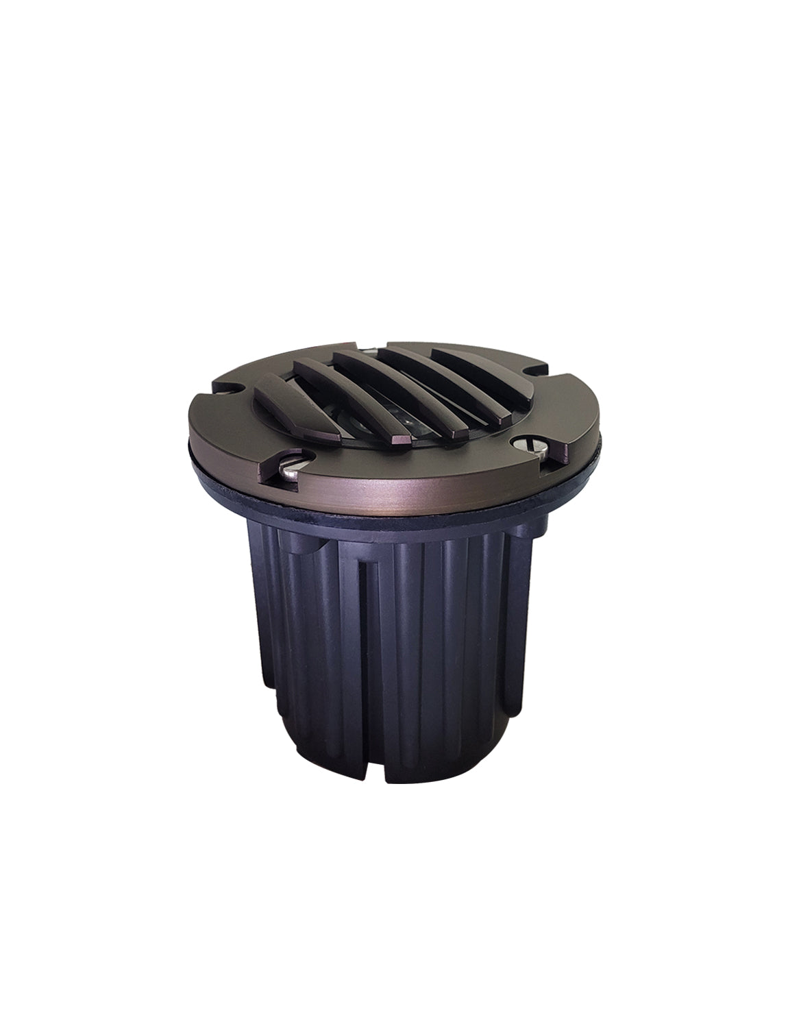 MALORY 12V Brass In-Ground Well Light with Grated Top – Low Voltage Landscape Lighting (MLR-G02)