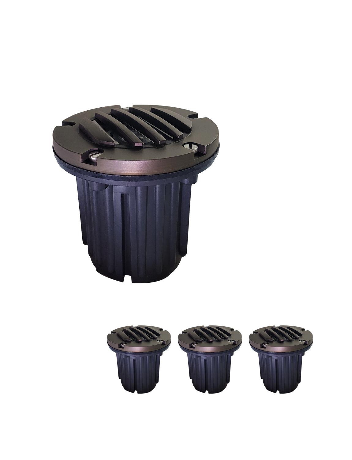 MALORY 12V Brass In-Ground Well Light with Grated Top – Low Voltage Landscape Lighting (MLR-G02)