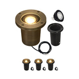 MALORY MLR-G03 Full Die-Cast Brass In-Ground Well Light, 12V Low Voltage Landscape Lighting