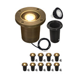 MALORY MLR-G03 Full Die-Cast Brass In-Ground Well Light, 12V Low Voltage Landscape Lighting
