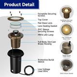 MALORY MLR-G03 Full Die-Cast Brass In-Ground Well Light, 12V Low Voltage Landscape Lighting