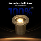 MALORY MLR-G03 Full Die-Cast Brass In-Ground Well Light, 12V Low Voltage Landscape Lighting