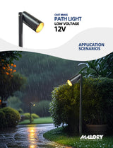 MALORY Brass Low Voltage Landscape Path Light Black Finish with MR16 Bulb（MLR-P07）