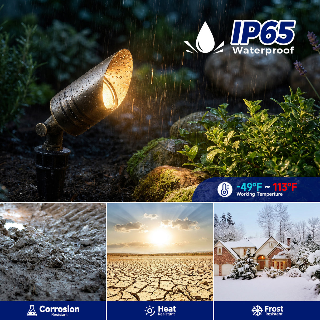 Malory MLR-S05 Solid Brass Low Voltage Landscape Spotlight,12V MR16