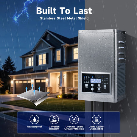 MALORY 300W Low Voltage Landscape Lighting Transformer, 12V/14V Dual Zone Timer (MLR-TF06)