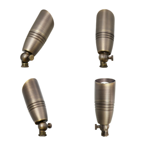 Malory S02 Solid Brass Landscape Spotlight  Shown from various angles