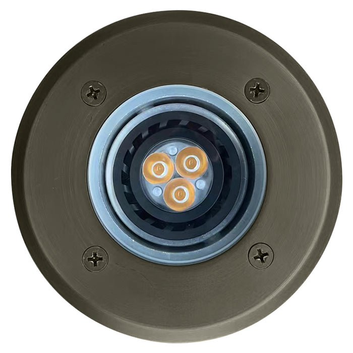 Solid brass housing detail of inground landscape light MLR-G01