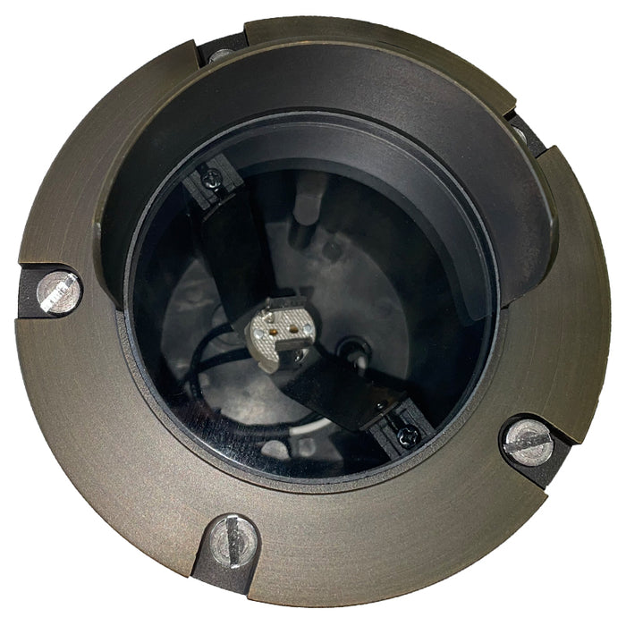 Brass inground landscape light MLR-G04 glare shield top for anti-glare outdoor lighting