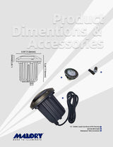 Side view of brass inground landscape light MLR-G05 fixture