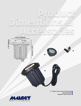 Side view of brass inground landscape light MLR-G06 fixture