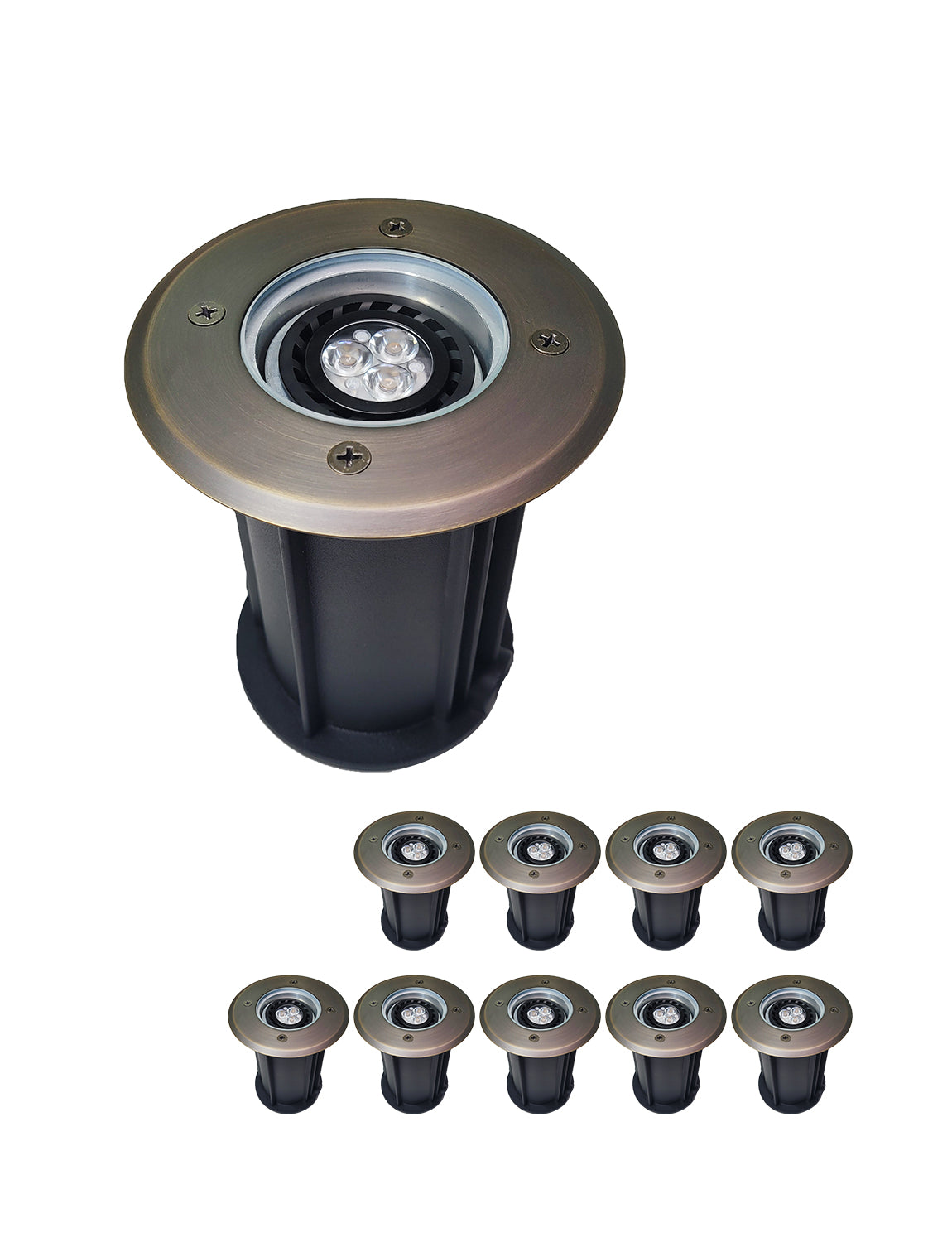 Brass inground landscape light MLR-G08 open top for outdoor ground installation