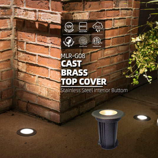 Brass inground landscape light MLR-G08 open top for outdoor ground installation