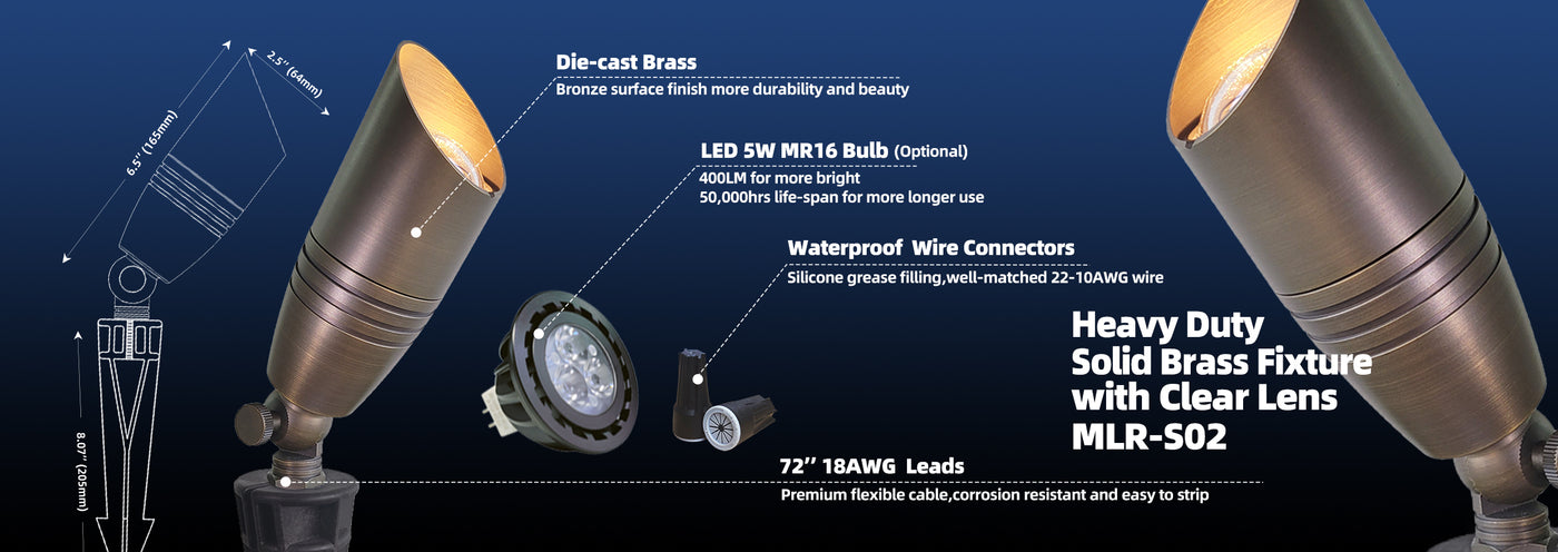 Brass landscape spot light MLR-S02 adjustable outdoor spotlight fixture